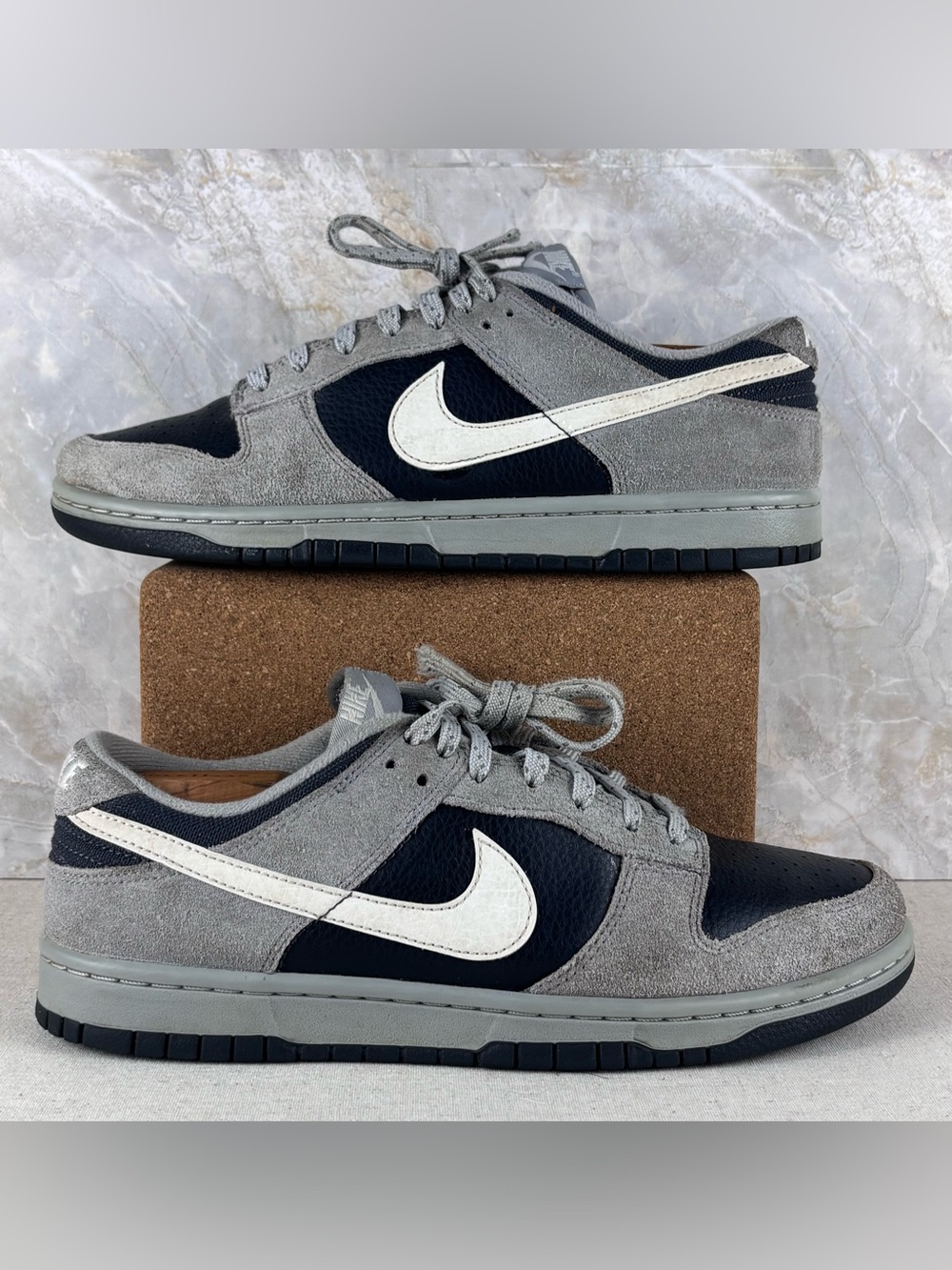 Nike Dunk Low Retro Gray Suede Black Leather Sneakers Mens 8.5